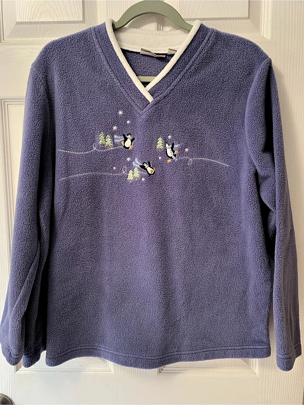 CROFT & BARROW Embroidered Fleece Pullover in Purple Size 1X